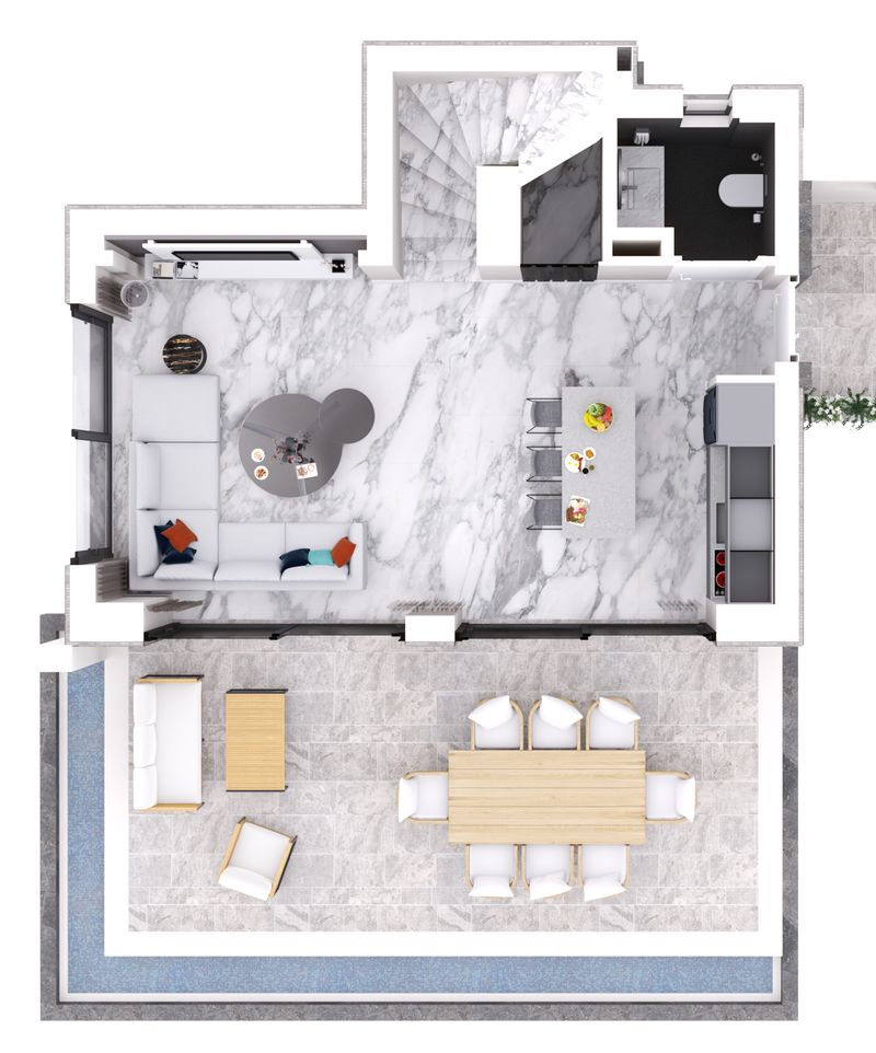 A2 villa zemin kat planı