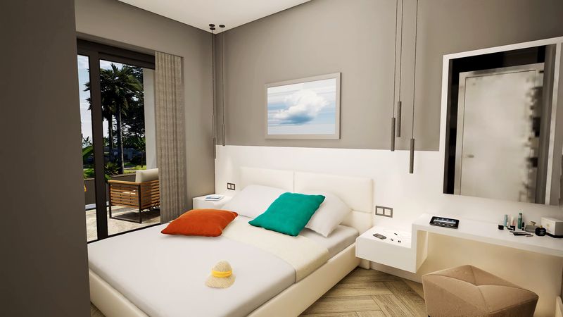 Verandaya açılan yatak odası